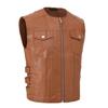 Men's Casual Imitation Leather Vest Spring and Autumn Cross-border Korean Version of Fashion Trend Single-breasted Jacket Vest Men's