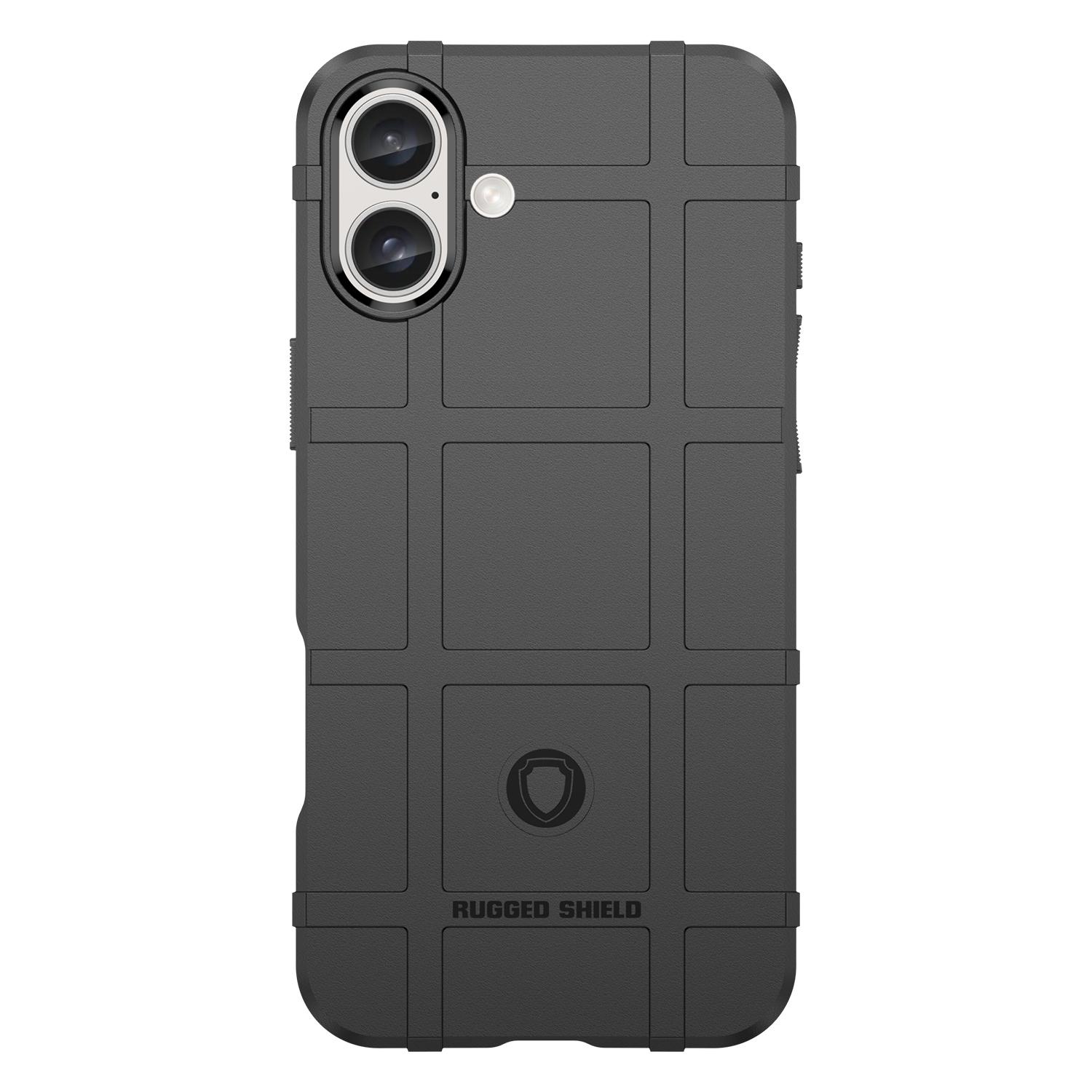 

For iPhone 16 Plus Case Soft TPU Phone Cover Square Grid Texture Anti-Slip Black