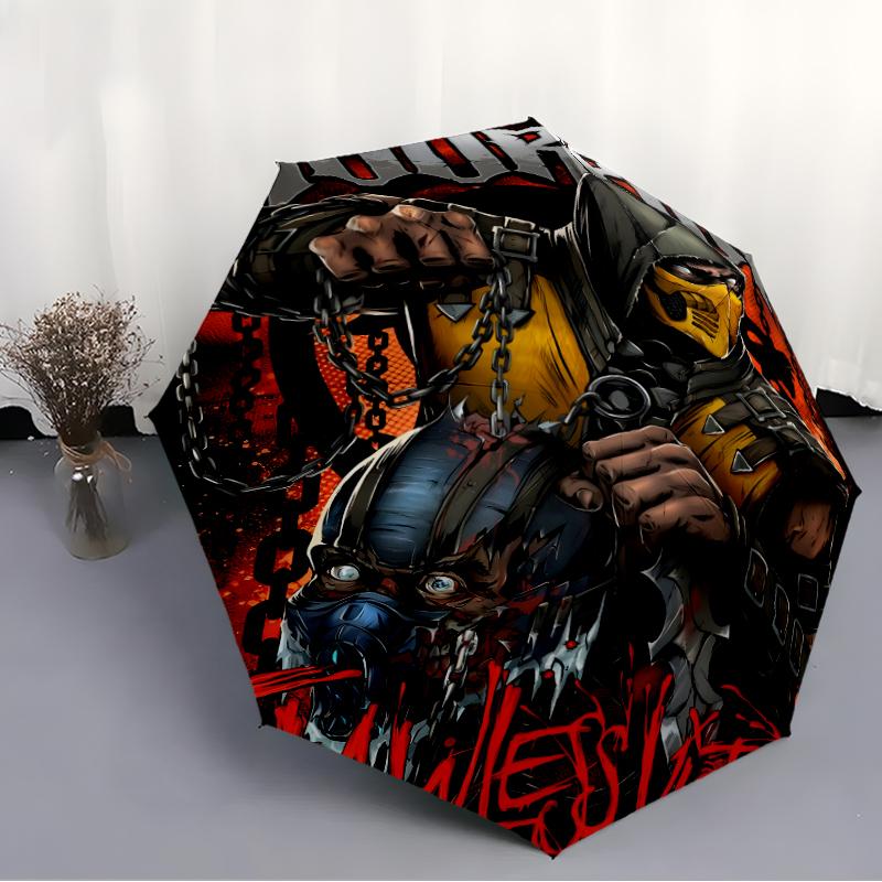 1pc M-mortal Kombat Umbrella, Sun Protection, And UV Shielding. It Has Eight Sturdy Ribs for Outdoor Use And Perfect As a Holiday Gift