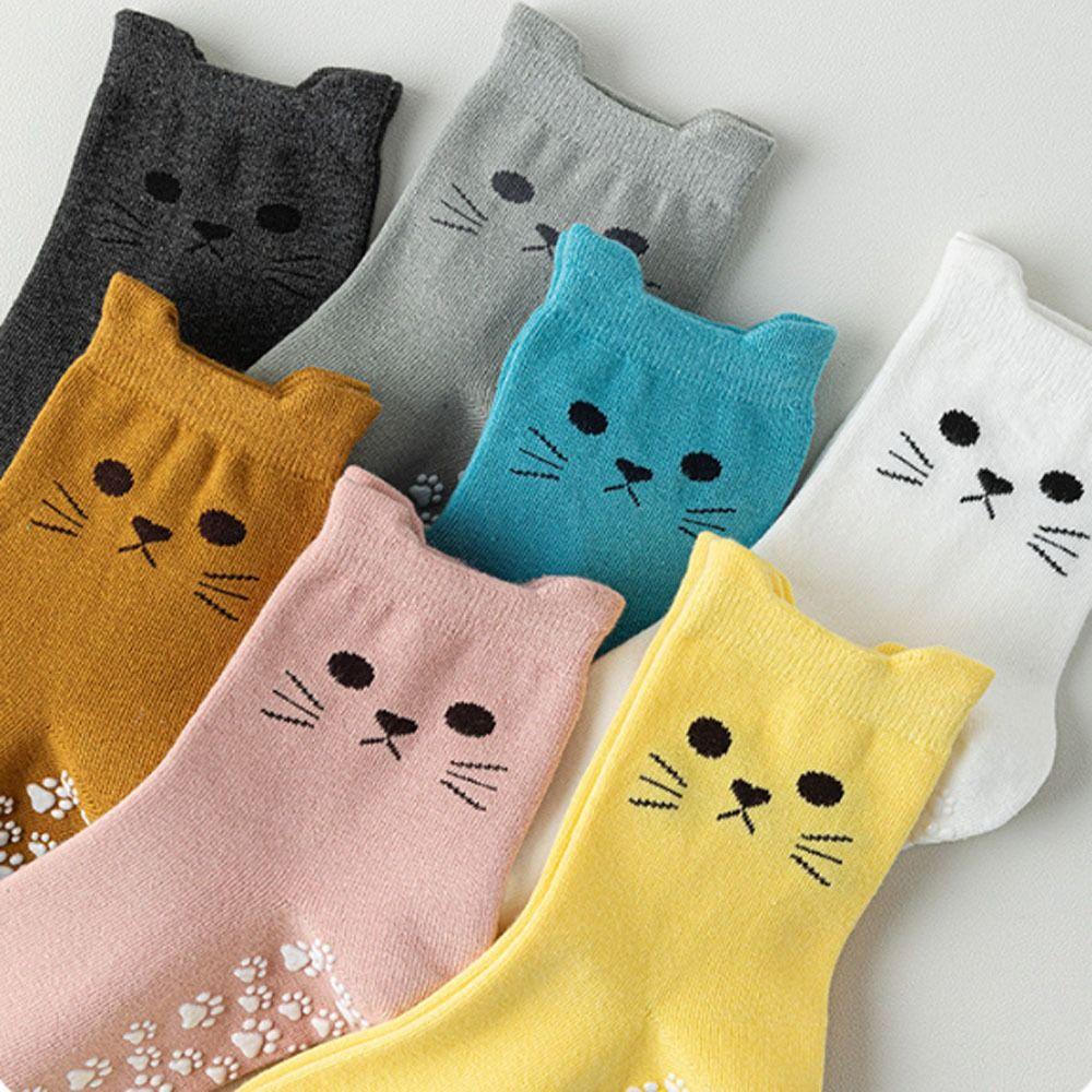 Cotton Yoga Socks Breathable Mid Tube Socks New Cat Embroidery Socks