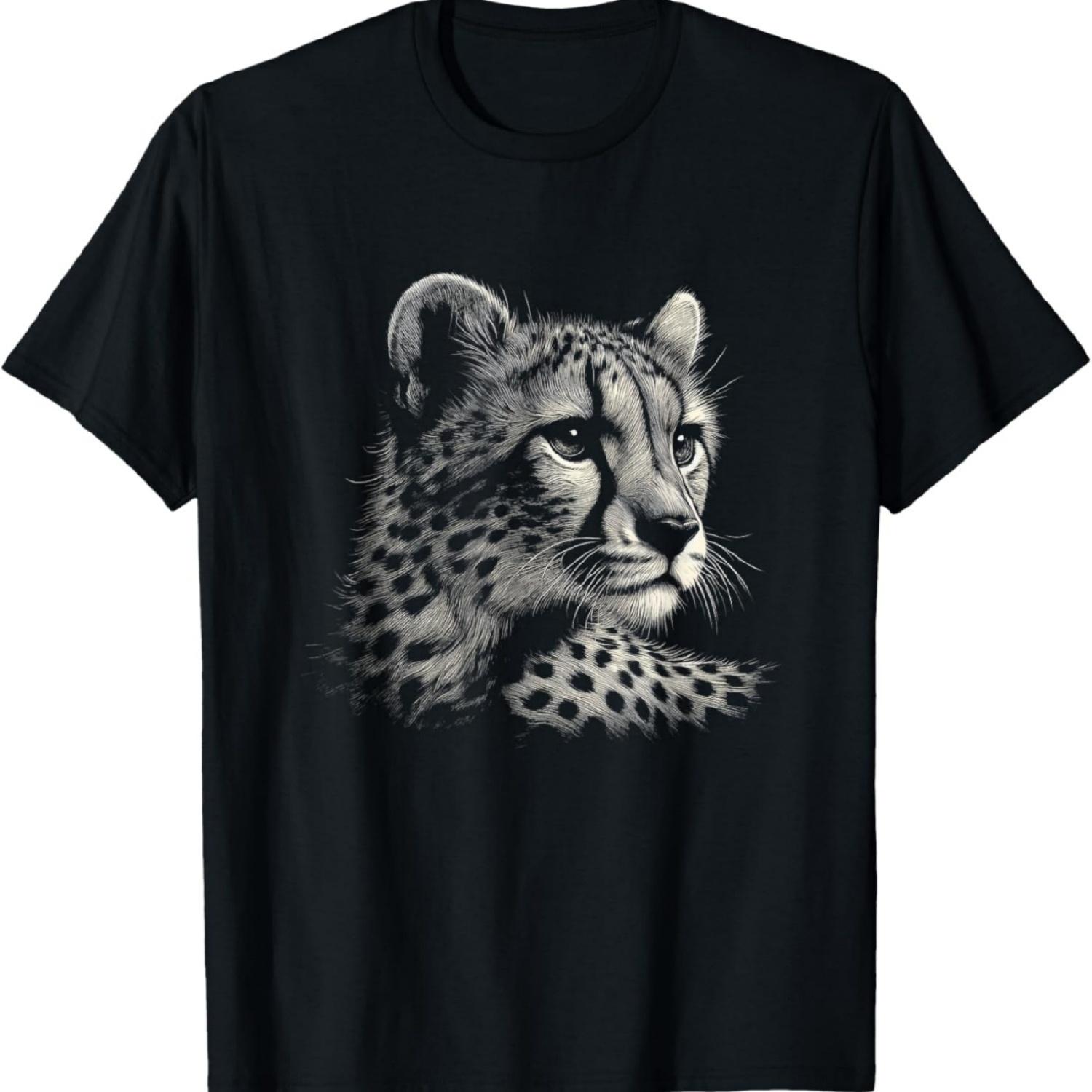 Leopard Cheetah Face Graphic Art Design T-Shirt XXXXXL разноцветный