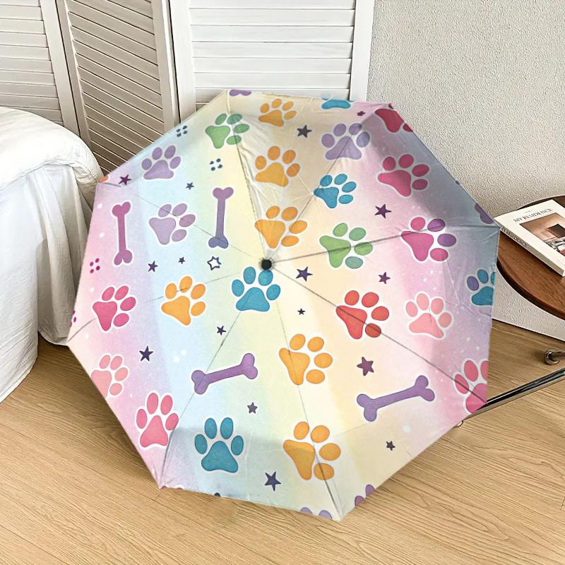 1pc Paw Prints Bone Pattern Umbrella  Automatic Opening and Closing Umbrella, High quality Umbrella, Ideal Gift for Her 198