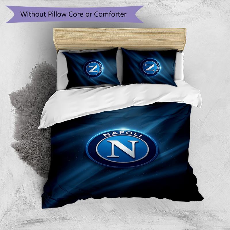 Set Lenzuola 3 Pezzi Stampato Napoli FC Traspirante Copripiumino con Federe Biancheria da Letto Decorativa per Camera da Letto Casa
