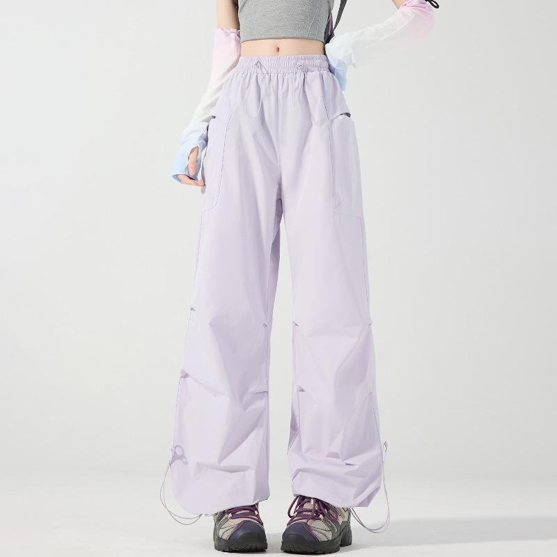 Pantaloni Traspiranti Impermeabili Colorati in Seta di Ghiaccio Asciugatura Rapida Gamba Larga Paracadute Ultraleggeri Antivento Protezione Solare per Donna