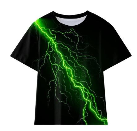 Source manufacturer, new children's clothing, lightning series children's short-sleeved T-shirt 3D printed short-sleeved T-shirt short-sleeved