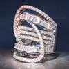Huitan Gorgeous Women Rings Fashion Zircon Geometric Shaped Full CZ Sparkling Wedding Engagement Lady Rings New Trendy Zircon