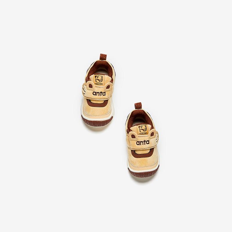 Anta Kids 5U Synthetic Leather Mesh Comfortable Versatile Lightweight Shock Absorbing Low Top Walking Shoes Warm Sand Color Baby Shoes 312440001-3