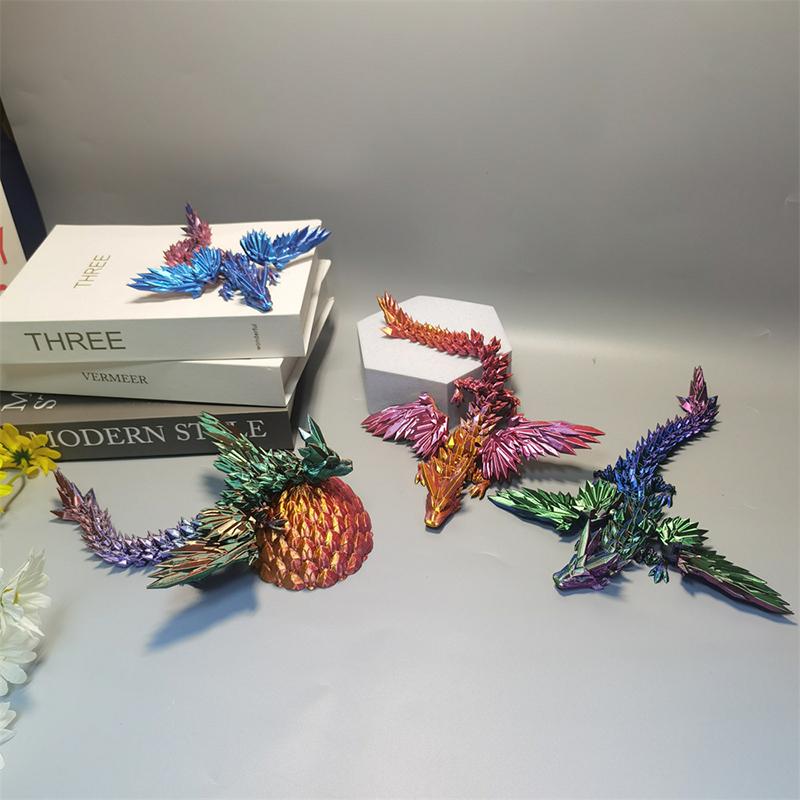 Creativity Fun Joint Movable Wing Dragons 3D Printed Dragon Flying Dragon Model Landscape Decoration Ornaments Kids Toys Gifts
