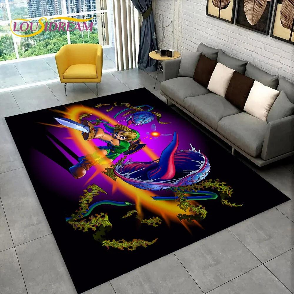 2025 3D Z-Zelda2 Spiel Cartoon Teppich für Wohnzimmer Schlafzimmer Heimdekoration, Bodenteppich rutschfeste Dekoration für Sofa Fußmatte Kinder