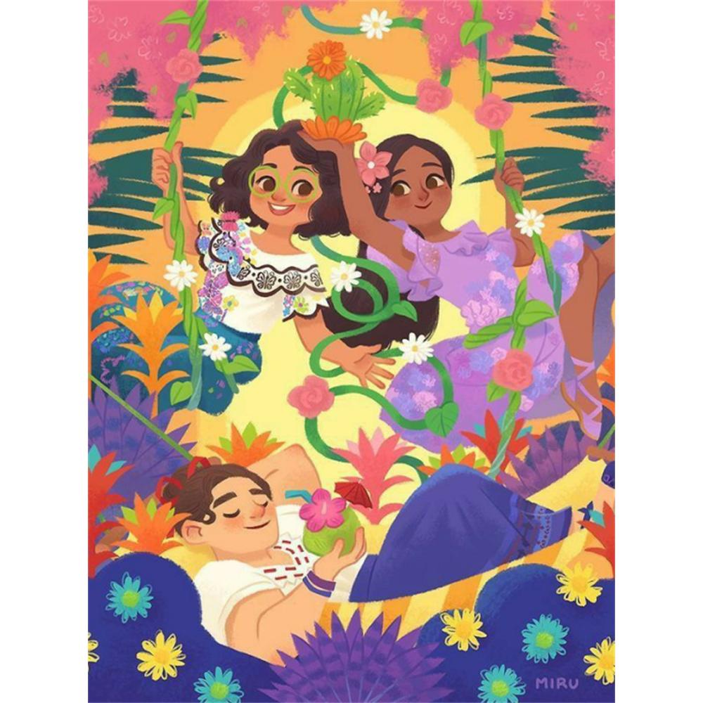 

Disney 5D DIY Diamond PaintingA Magical House of Sisters Illustration Full-round Diamond Mosaic Cartoon Embroidery Art Painting for Home Decoration Round 20x30cm
