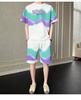 Hong Kong Style Tie-Dye Men's Sportswear Set - Summer 2026 Trendy Short Sleeve & Shorts