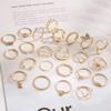 Vintage Hollow-out Ring Luxury Butterfly Flower Ring Star Simple Jewelry Accessories Ring Love Women Party Versatile 23 Pieces Set Ring