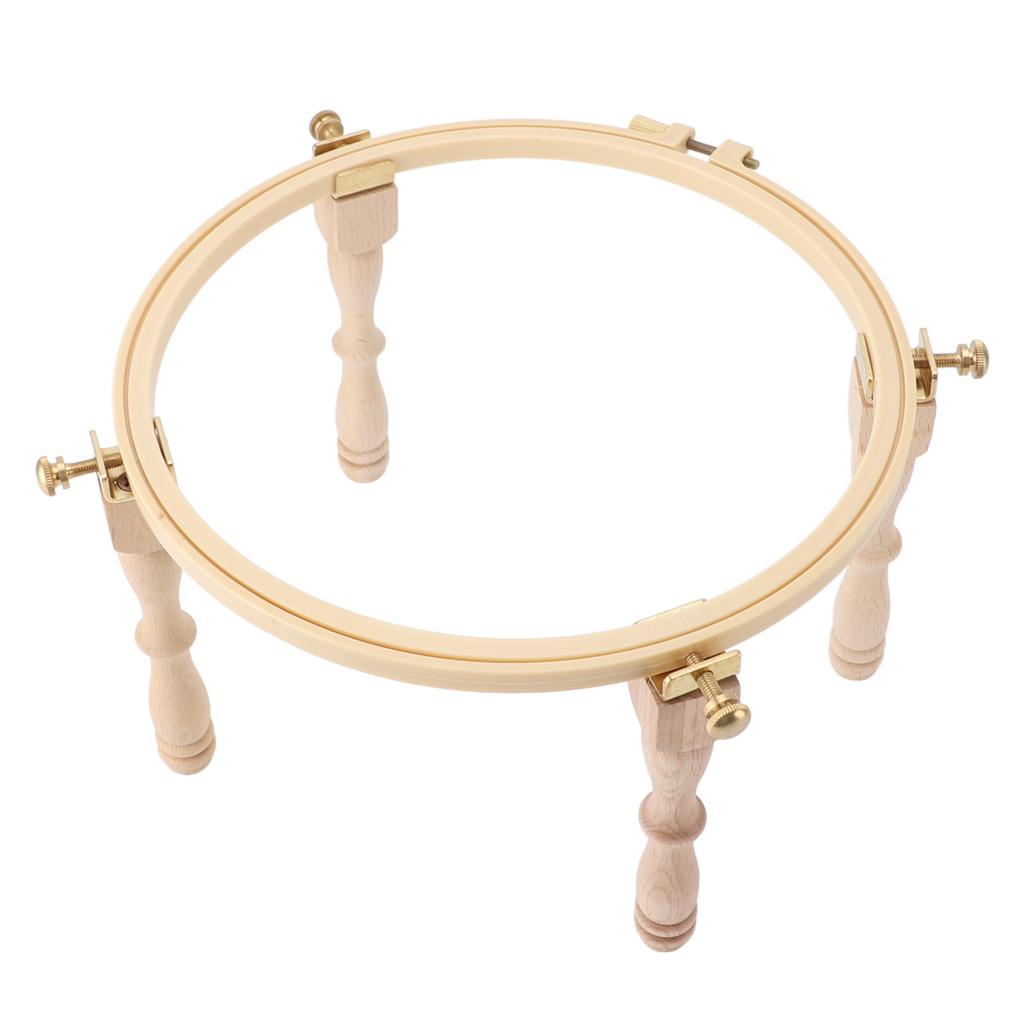 Desktop Embroidery Stand with 4 Legs Height Adjustment Wooden Frame Cross Stitch Hoop Holder for Home Use