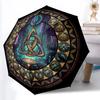 Symbolic Window Pattern Umbrella, Portable and Foldable Design, 8 Ribs, a Casual Accessory for Halloween, Christmas, and Birthday Gifts.