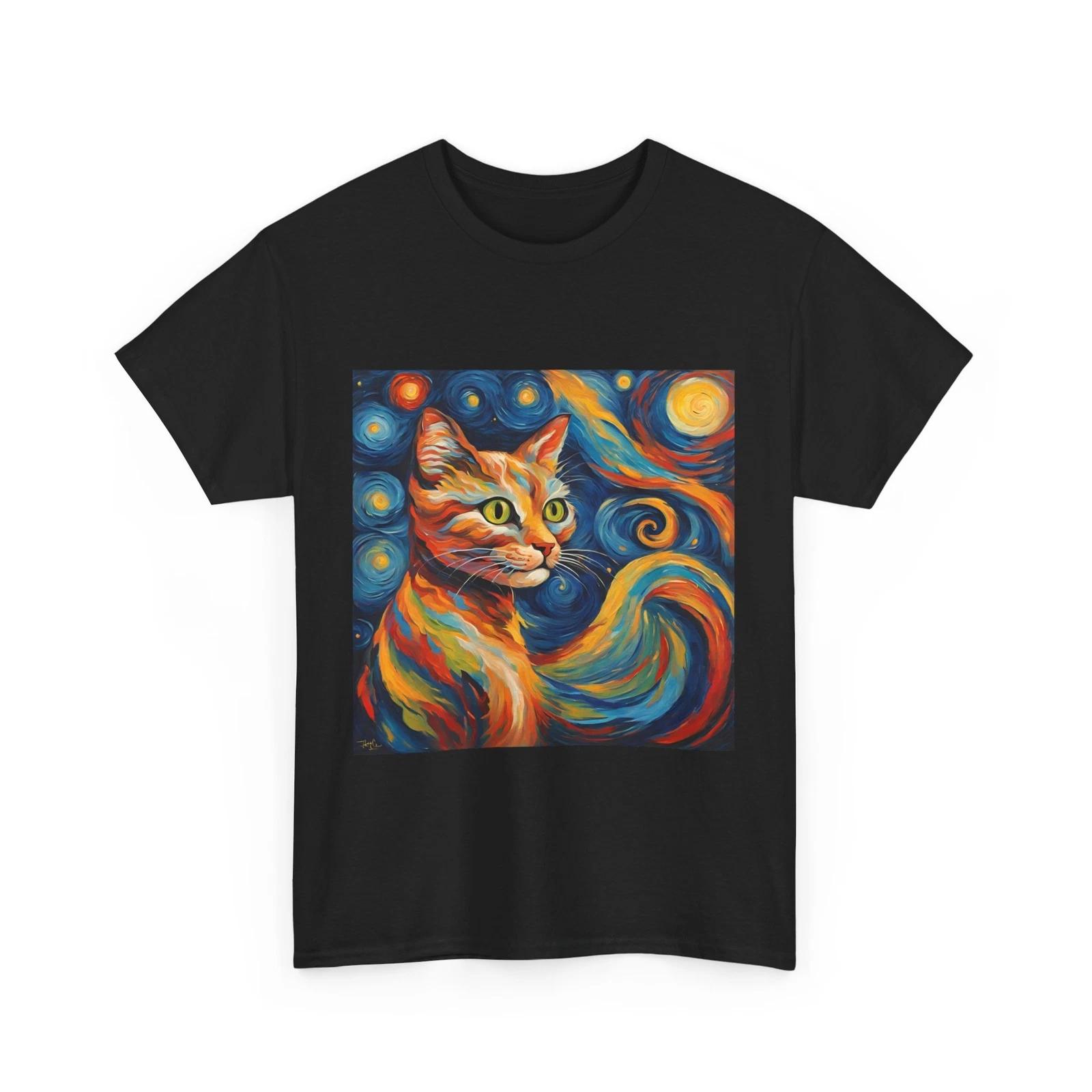 Van Gogh Cat Shirt | Van Gogh Starry Night Cat Shirt | Vintage Black Cat Shirt V XL