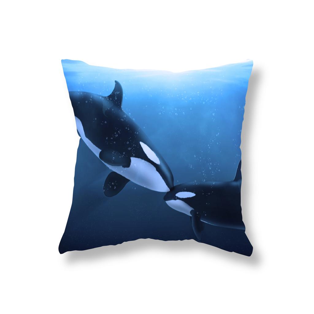 Niedlicher Orca-Wal-Kissenbezug, Sofa-Dekoration, Zimmer, Nachttisch, Büro, Spiel, Stuhl, Kissenbezug, Heimdekoration, Kissenbezug, 45 x 45 cm