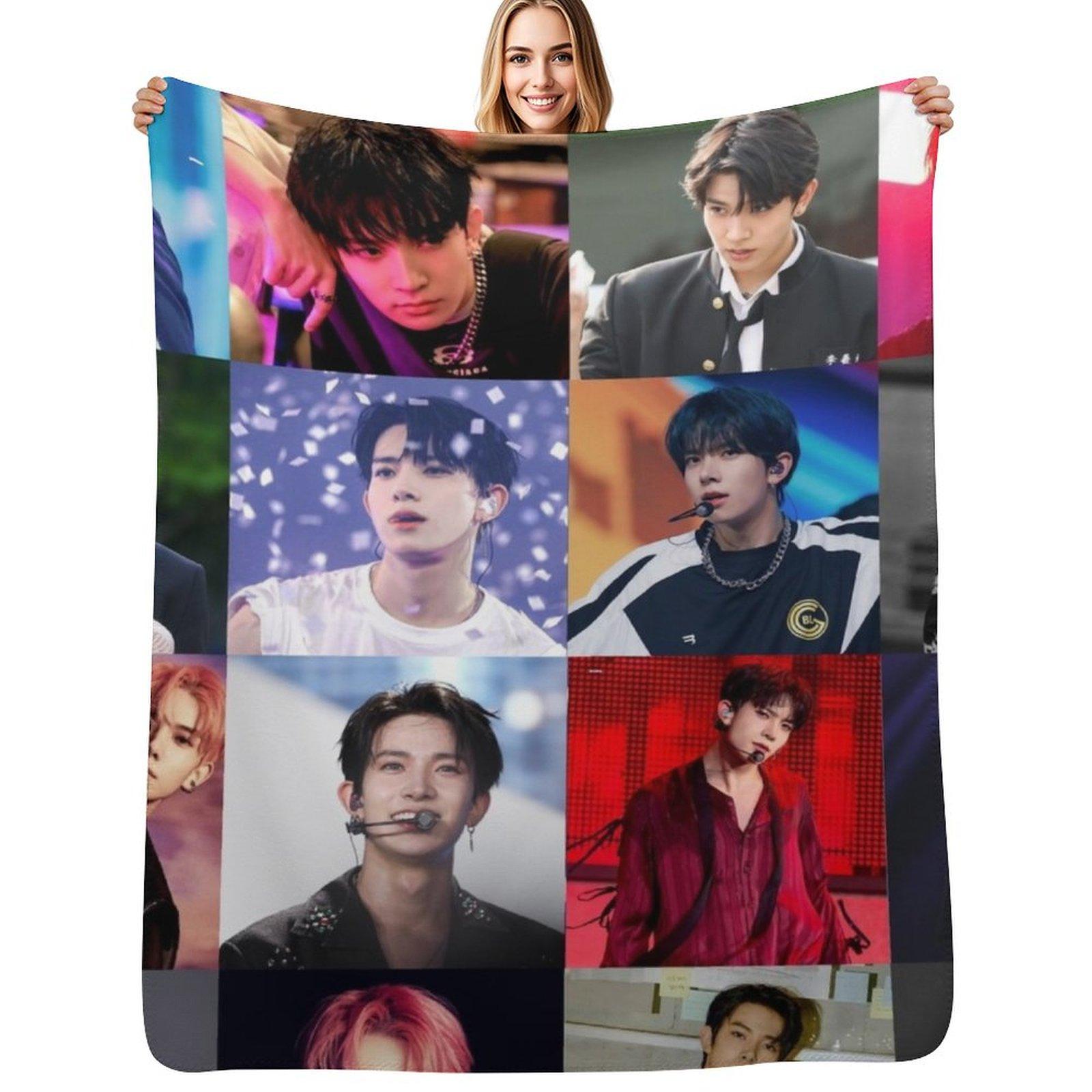 Heeseung Collage Throw Blanket No Pilling Soft Warm Blanket for Bed Size: 75*100cm, Weight: 230 GSM