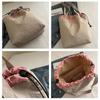 New Casual Drawstring Shoulder Bag Khaki Color Lightweight Handbag Trendy Large Capacity Tote Bag