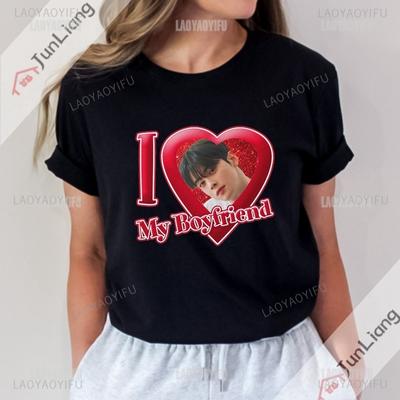 I Love My Boyfriend Cha Eun Woo T-shirts for Unisex Tops Short Sleeved T-shirt Y2k Clothing Goth Clothes Kpop Streetwear Harajuku