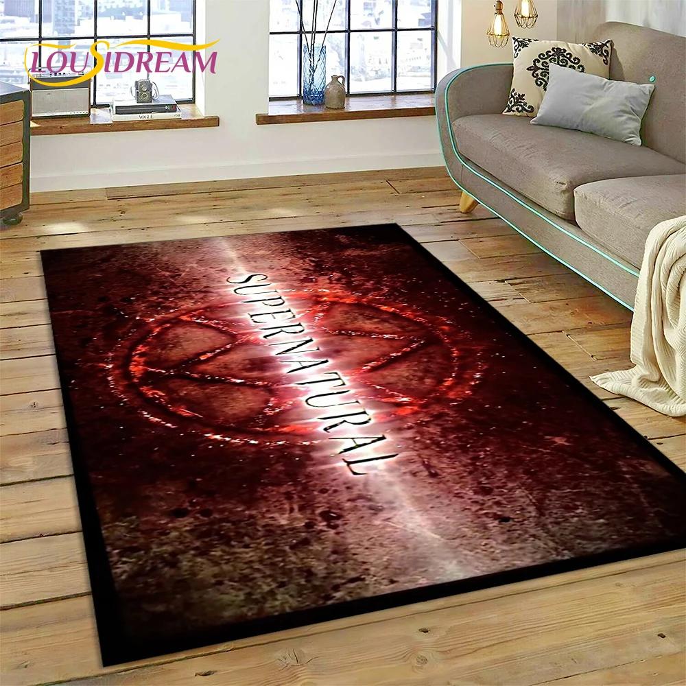 SPN Latest Supernatural Dean Sam 3D Rug Carpet for Living Room Bedroom Home Decor,Floor Mat Non-slip Decoration for Sofa Doormat