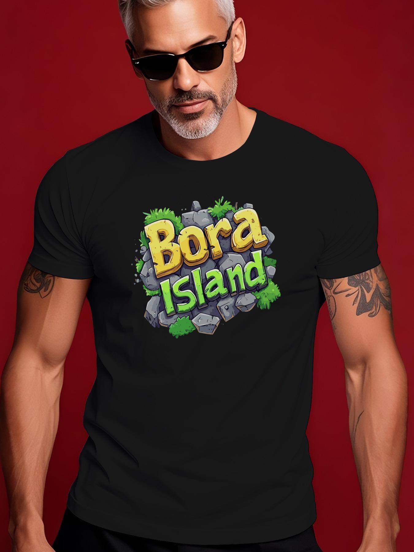 BORA ISLAND Summer Short Sleeve Tshirt - Light Grey with ... XXXL