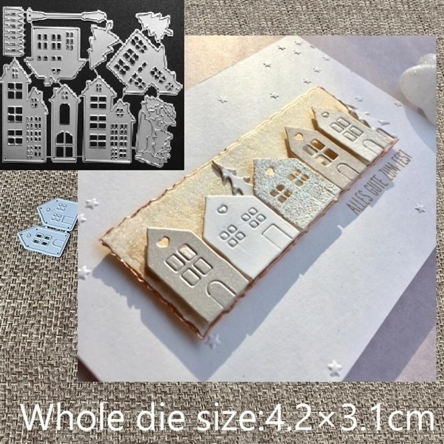 Creative House Village Metal Cutting Dies Carbon Steel Embossing Stencil For DIY Scrapbook Album Paper Card Craft Decor Mold