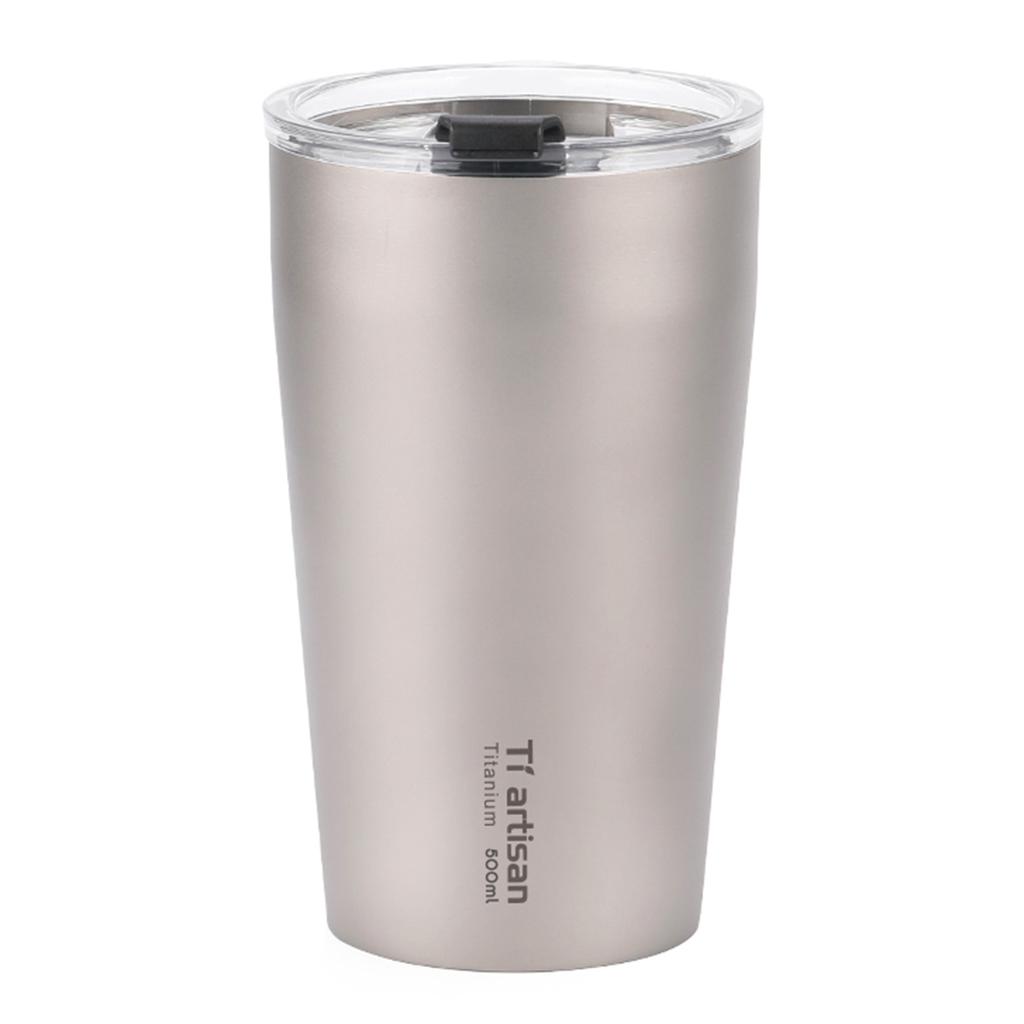 Outdoor Titanium Teacup Double Wall Camping Beer Cup 500ml Water Cup with Lip