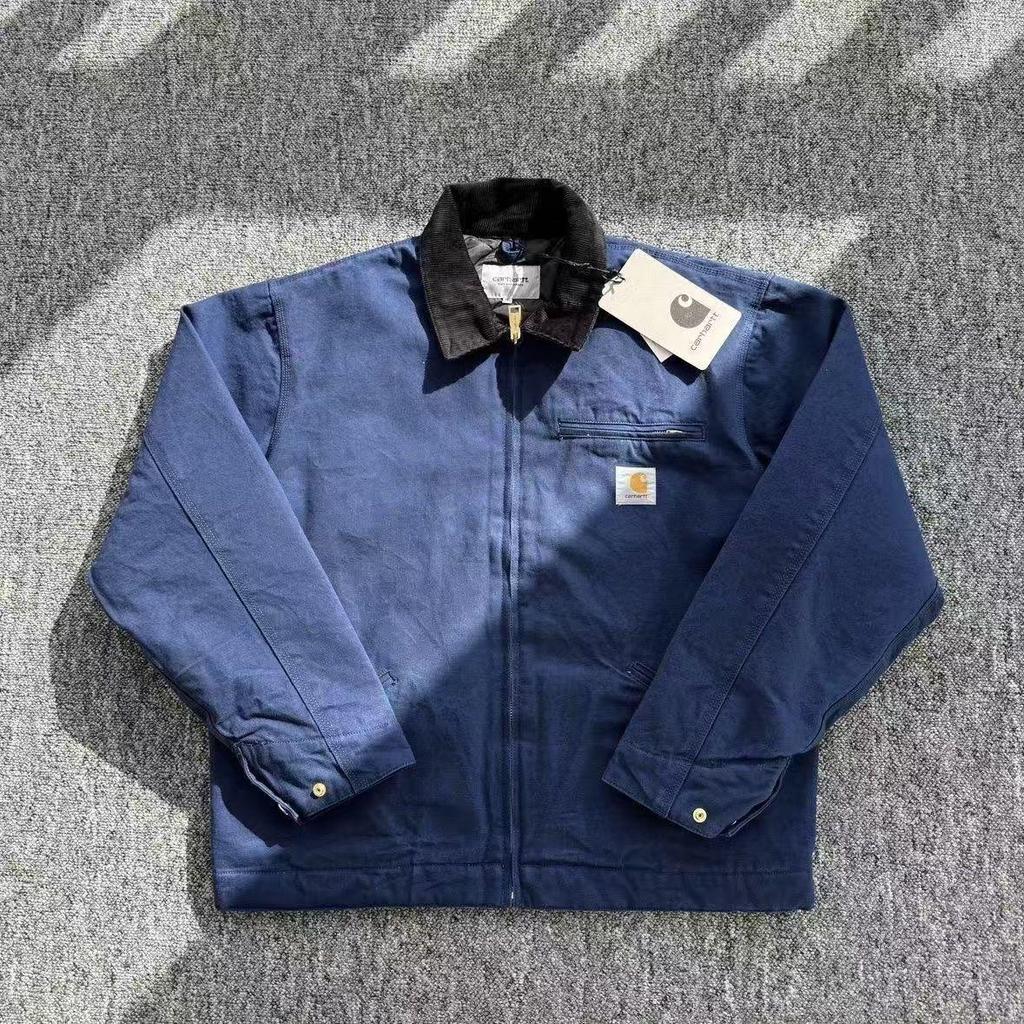 Giacca Unisex in Tela Retro con Collo Rialzato - Stile Americano Autunno/Inverno Revers Workwear