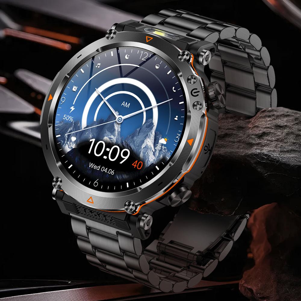 MEVADEN Neue 1,7-Zoll-Bildschirm Bluetooth Call Smart Watch Männer Sport Fitness Tracker 600mAh Taschenlampe Smartwatch für Android IOS