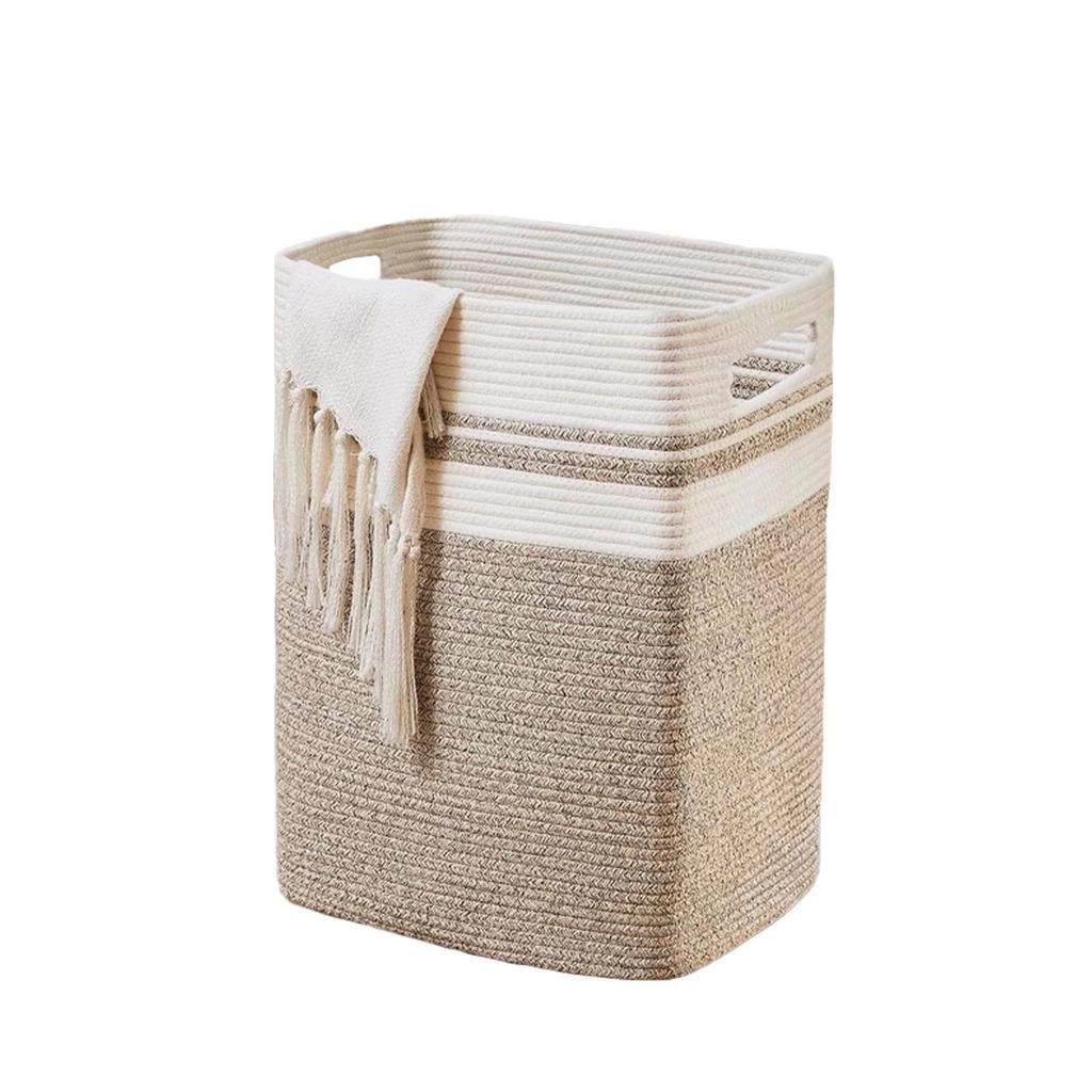 Large Capacity Woven Cotton Laundry Hamper and Storage Basket