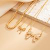 3Pcs/Set Imitation Pearl Sweet Romantic Necklace Bowknot Pendant for Women Chain Bridal Jewelry Gift