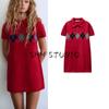Spring New Women's Clothing Diamond Pattern Elegant Short Sleeve Polo Lapel Knitting Dress 5755014