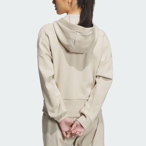 adidas Letter Logo Sports Casual Hooded Jacket for Women, Light Brown
