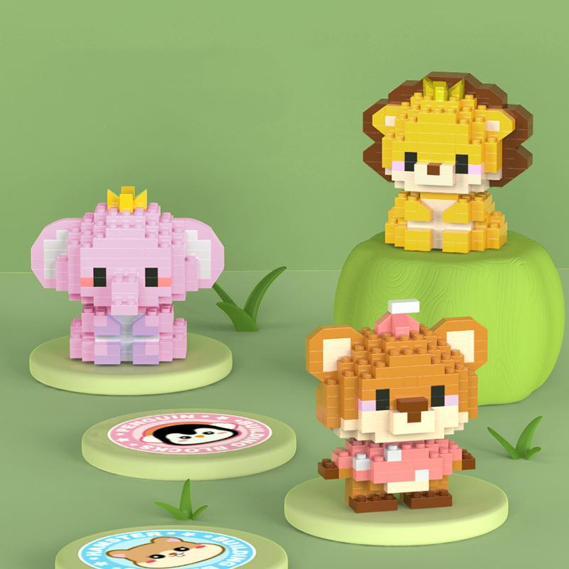 DIY Cartoon Animals Building Block Set Micro ABS Plastics Mini Blocks Construction Includes Tigers Bears MOC Construction Toys