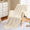 Faux Rabbit Plush Blanket Thick Soft Nap Throw Quilt Double Layer Grid Pattern for Students Home Bed