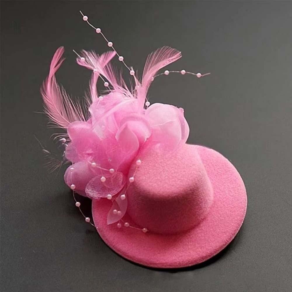 

Mesh Feather Top Cap Hairpin Exquisite Hair Accessories for Girls Photography розовый