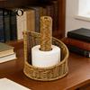 Convenient Bathroom Tissue Stand Imitation Rattan Toilet Paper Holder, Round Woven Towel Dispenser, Handmade Texture Rack Boho Organizer for