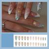24Pcs French Cream Gradient Seaside Flowers Fake Nails Fake Nail Extension Summer Party