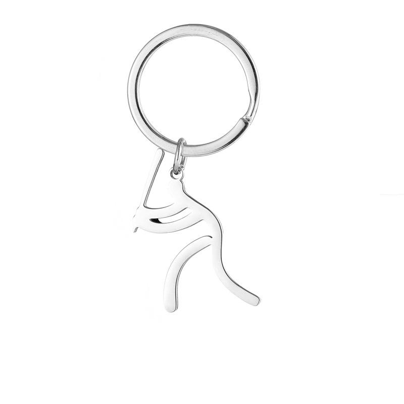 Gold Silver Black White Splicing Cat Stainless Steel Keychain Cute Cartoon Design Fashion Couple Pendant Practical Backpack Decoration