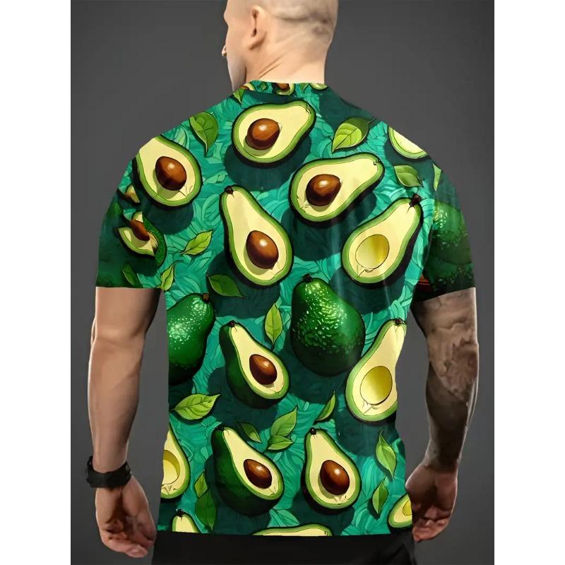 Men's 3D Printed Full Colorful Fruit Image Pattern T-shirt Humorous Digital Printed Short Sleeved T-shirt Breathable Polyester Round Neck Casual