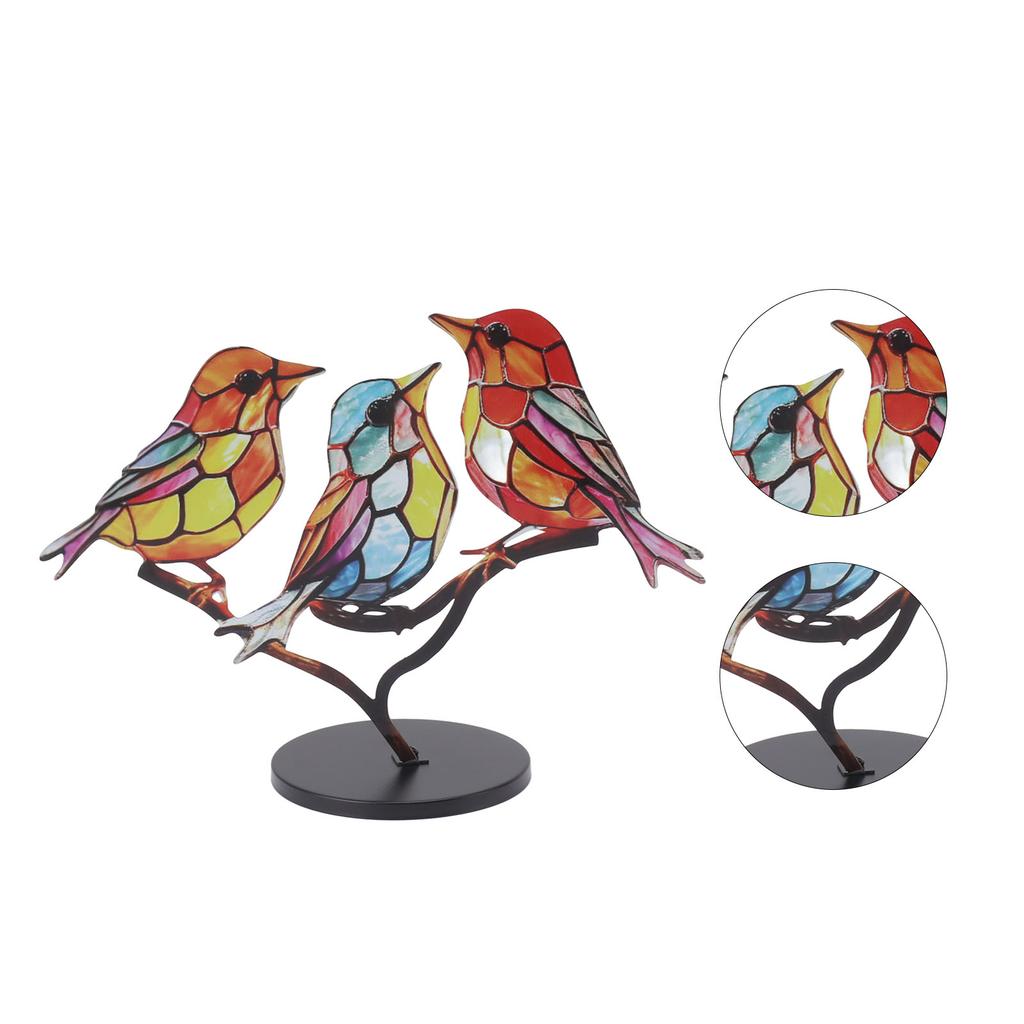 Vögel auf Zweig Desktop-Ornamente Eisen Doppelt Bemalter Vogel Bunte Vögel Ornament Tablet für