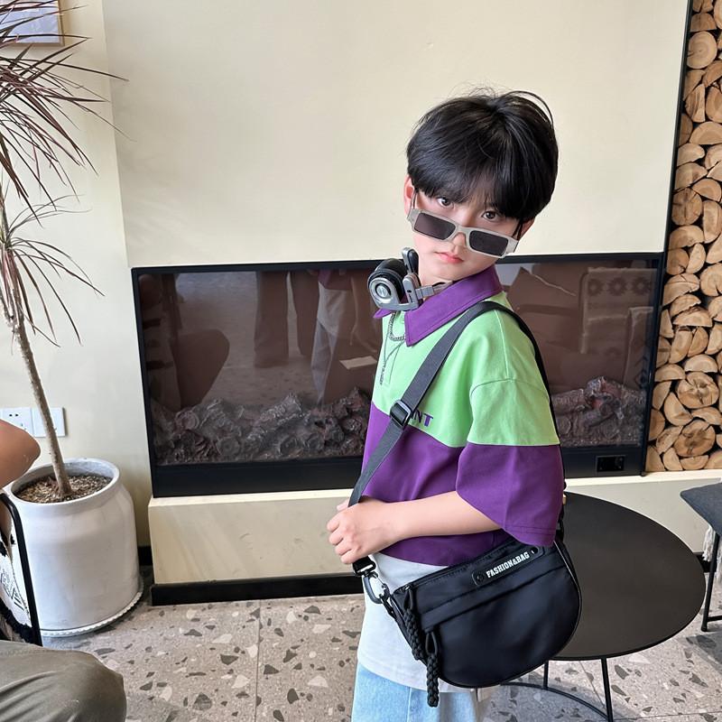 Trendy Korean Style Kids Shoulder Bag Chic Half Moon Design For Boys And Girls