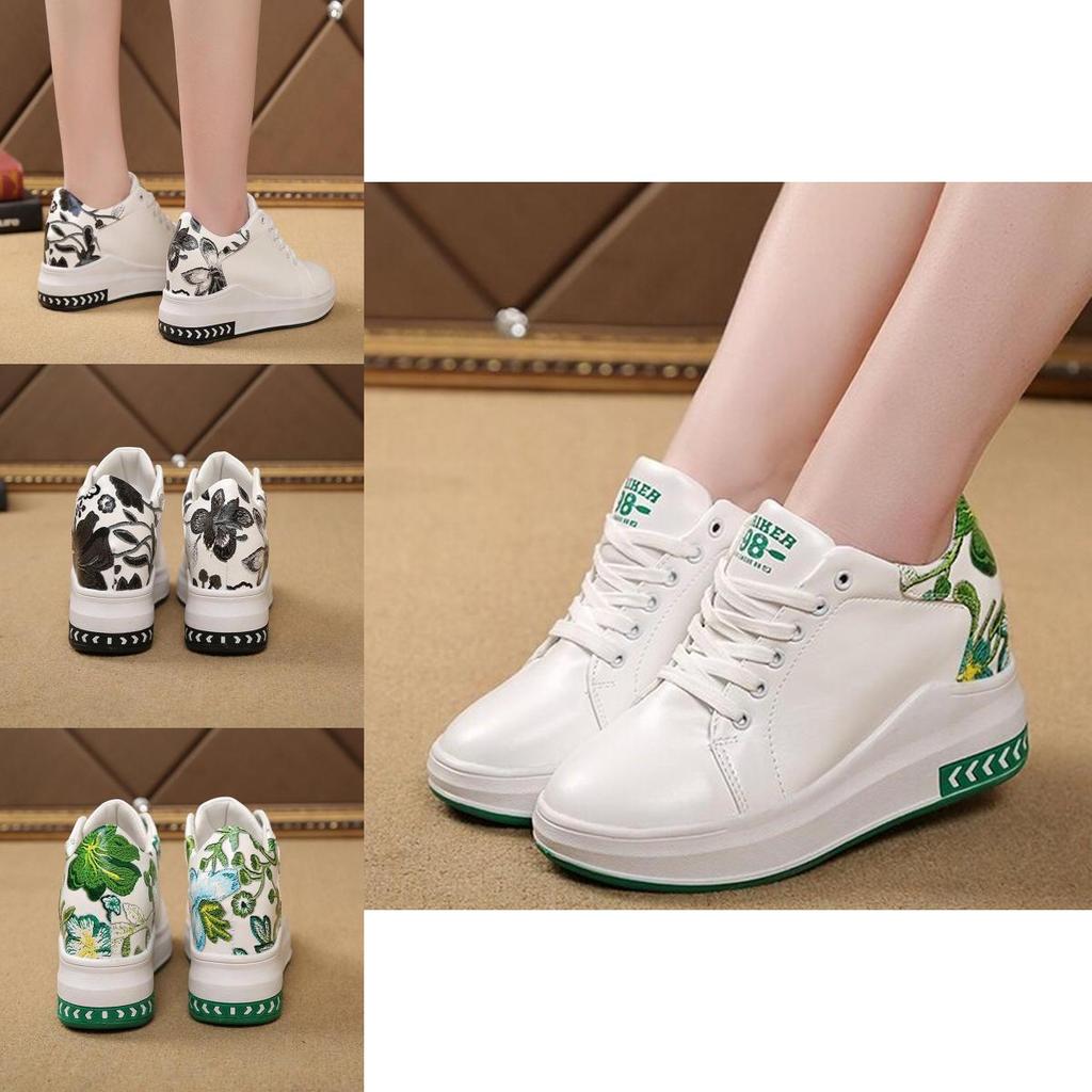 Stylish Flower Lace Sneakers For Women With A Chic Thick Bottom Platform Design