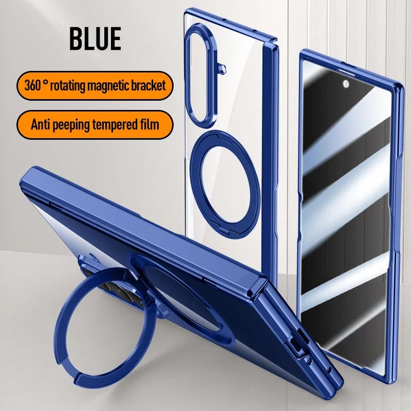 For Samsung Galaxy Z Fold 8Ultra Swivel Alloy Bracket Magnetic & Bracket & Ring 3in1 Tempered Glass Film For Magsafe Phone Case