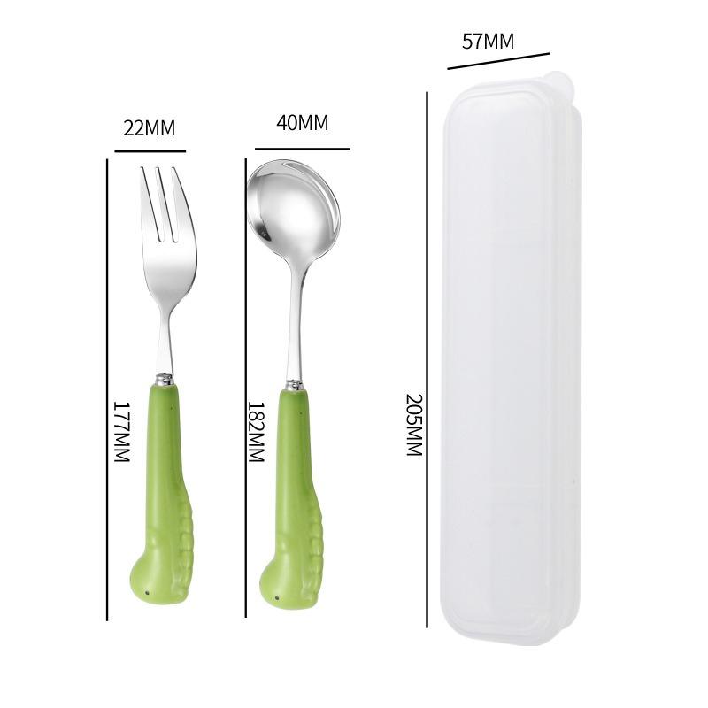 Posate Cartone Animato Cipollotto Cucchiaio Forchetta Portatile Tavola da Pranzo Acciaio Inossidabile Stoviglie da Viaggio Accessori da Cucina