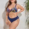 2 Teile/satz Frauen Bikini Druck Einstellbar Plus Vintage Muster Größe Sling Split Badeanzug für Urlaub