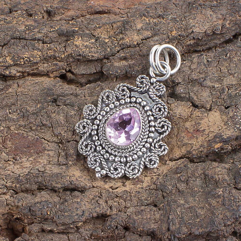 Morganite Gemstone Jewelry, 925 Solid Sterling Silver Pendant, Handmade Designer Silver Pendant For Wedding Gift