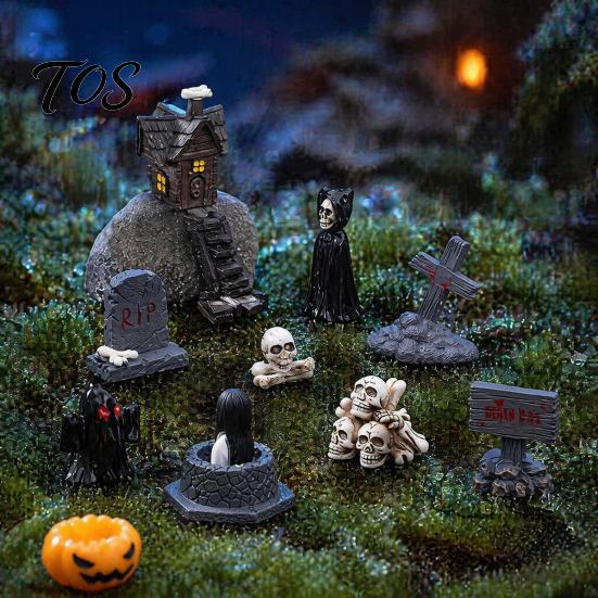 Aquatic Plant Tank Accessories Halloween Miniature Resin Ornaments, Micro Landscape Desktop Decor, Horror Small Statue Decor Scene for Fish