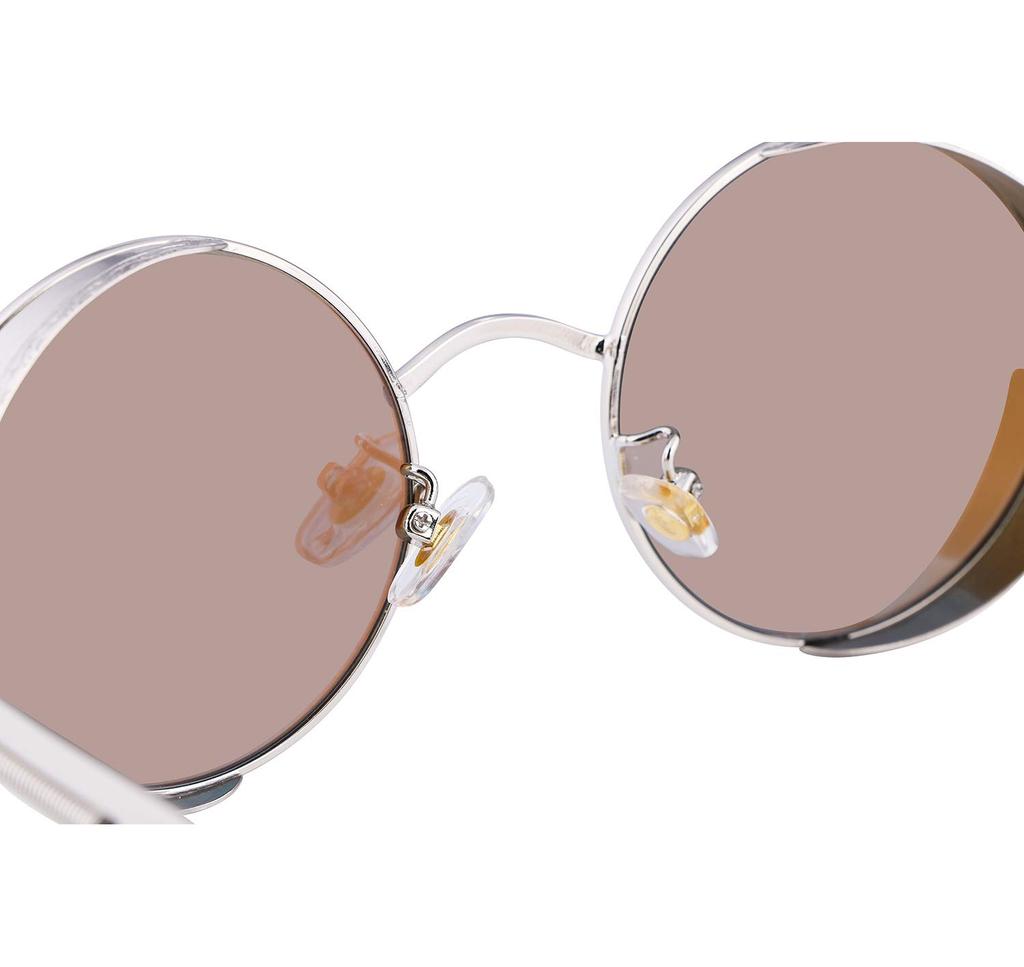 FEISEDY Retro Steampunk Style Punk Metal Round Sunglasses for Men and B1857 Sunglasses, Women, Unisex,