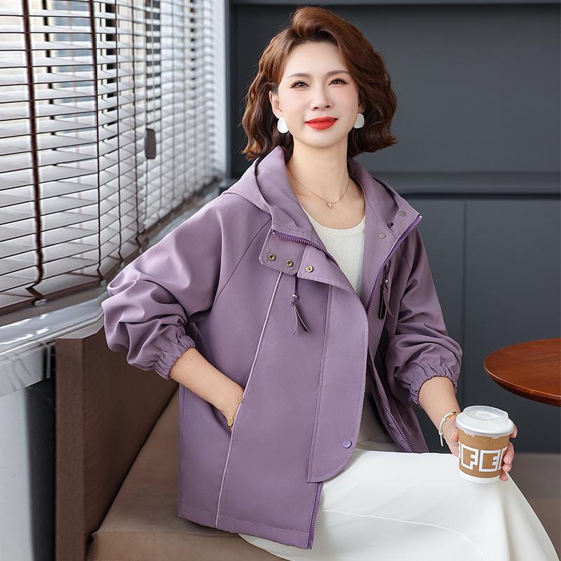 Elegant Spring Windbreaker for Mature Women 2026 XL (Below 110 lbs)
